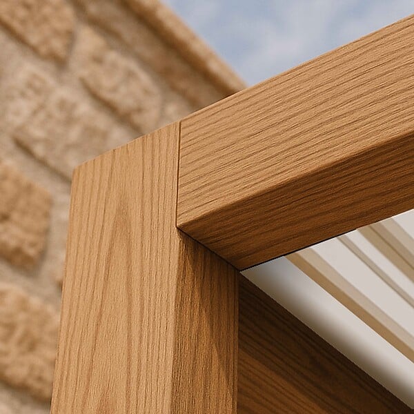 OVIALA - Pergola bioclimatique autoportée et motorisée éclairée 3x4m bois blanc - Kavala - large