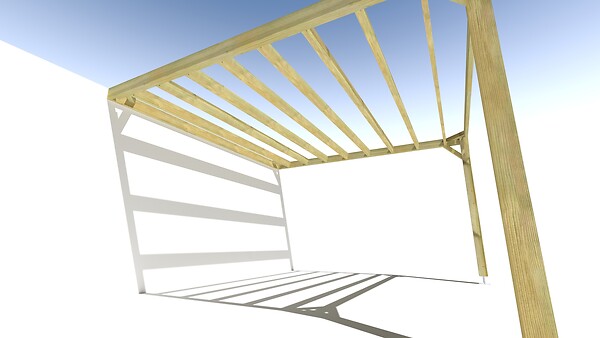 MA PERGOLA BOIS - Pergola bois • 4m x 4m • adossée • sens largeur - large