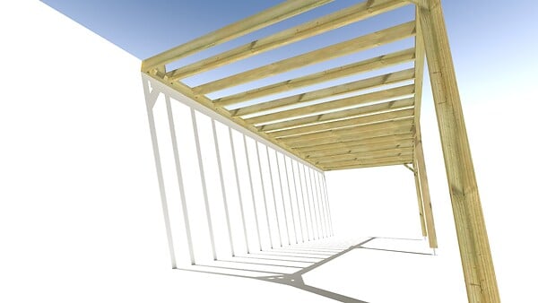 MA PERGOLA BOIS - Pergola bois • 8m x 3m • adossée • sens profondeur - large