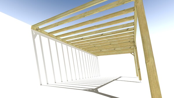 MA PERGOLA BOIS - Pergola bois • 8m x 4m • adossée • sens profondeur - large
