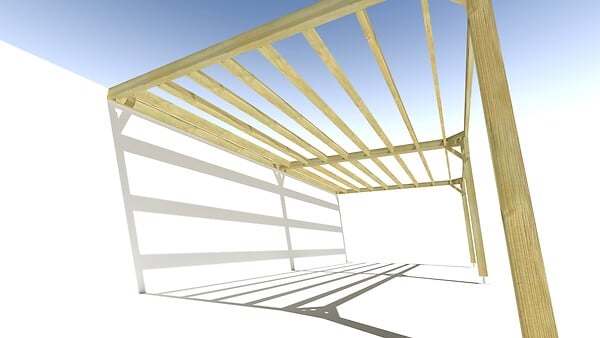 MA PERGOLA BOIS - Pergola bois • 8m x 4m • adossée • sens largeur - large