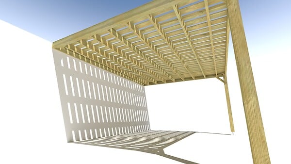 MA PERGOLA BOIS - Pergola bois • 5m x 4m • adossée • sens largeur • platelage bois - large