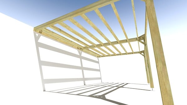 MA PERGOLA BOIS - Pergola bois • 6m x 4m • adossée • sens largeur - large