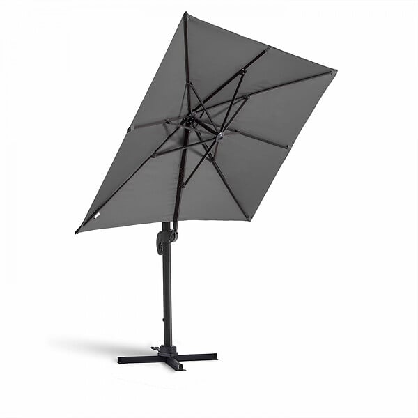 OVIALA - Parasol déporté 2x3 m et 4 dalles à remplir aluminium gris - Amalya - large