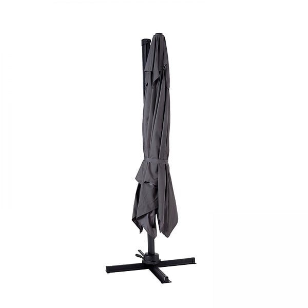 OVIALA - Parasol déporté inclinable et rotatif 3 x 3m en aluminium gris - Malaga - large