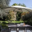OVIALA - Parasol déporté 3x3m et 4 dalles à lestées blanc - Genova - vignette