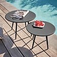 OVIALA - Table basse de jardin ronde en métal gris anthracite 40 cm - Palavas - vignette