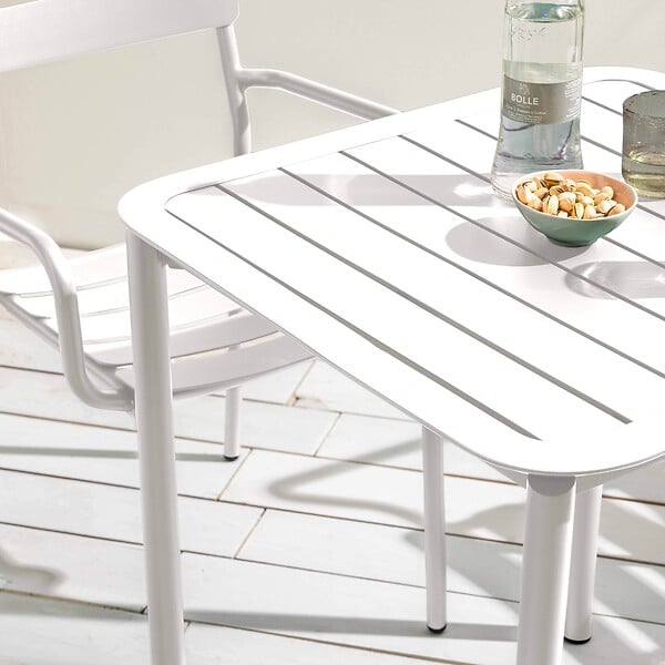 OVIALA - Table carrée de terrasse (70x70cm) blanche - Almada - large