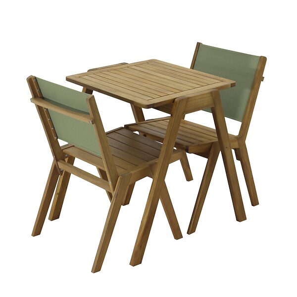 OVIALA - Table de jardin carrée en bois d'eucalyptus 2 places - Uzes - large