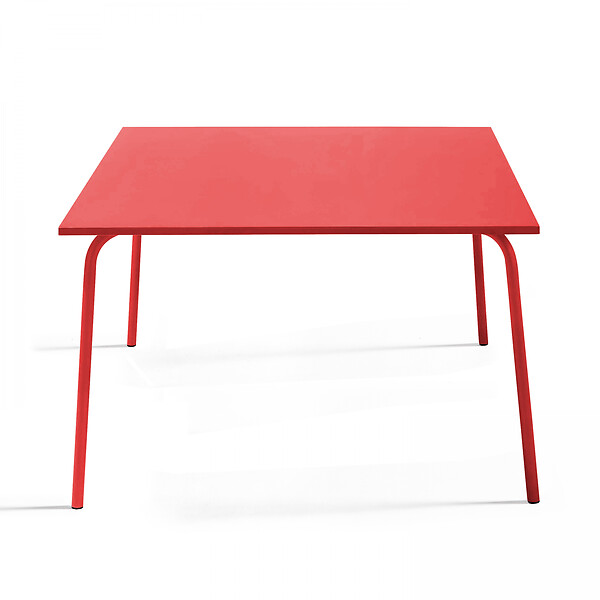 OVIALA - Table de jardin carrée en métal 8 places 120 cm rouge - Palavas - large