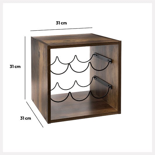5 FIVE SIMPLY SMART - Range bouteilles en Métal Noir Industriel capacité 6 Bouteilles 31 x 31 x H 31 cm - large