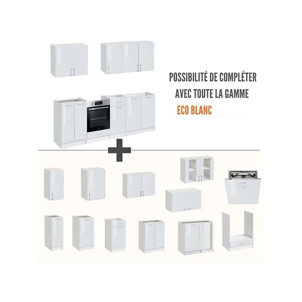 CUISINEANDCIE - Cuisineandcie - Cuisine complète ECO Blanc 240 cm - large