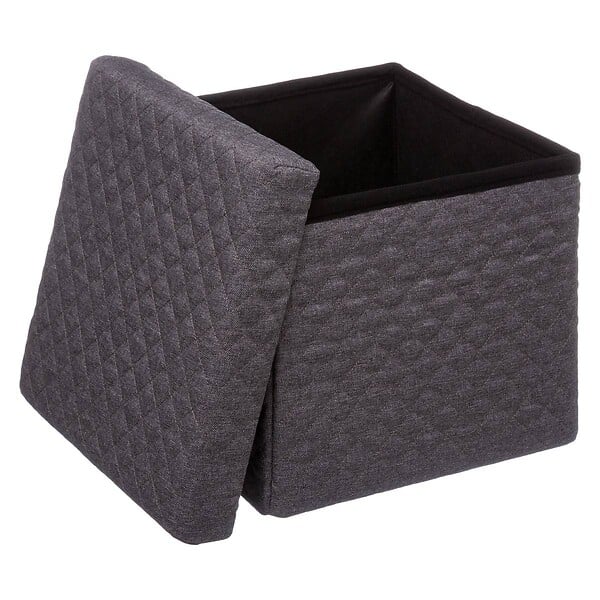 5 FIVE SIMPLY SMART - 2 en 1 Pouf et Coffre de rangement Gris foncé  31 x 31 cm - large