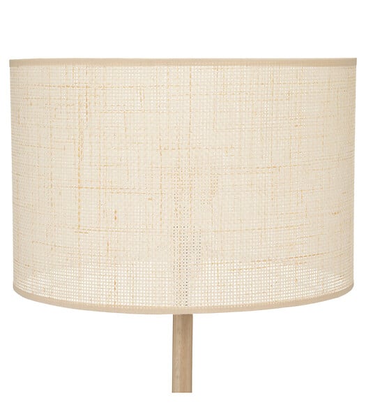ATMOSPHERA - Lampadaire en Bois de Pin et Abat-jour Beige naturel tressé H 149.5 cm - large
