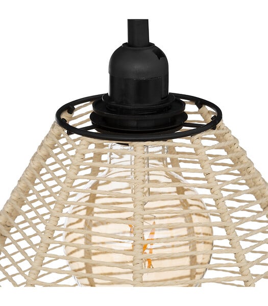 ATMOSPHERA - Lampadaire en métal Noir et abat-jour corde H 149.5 cm - large