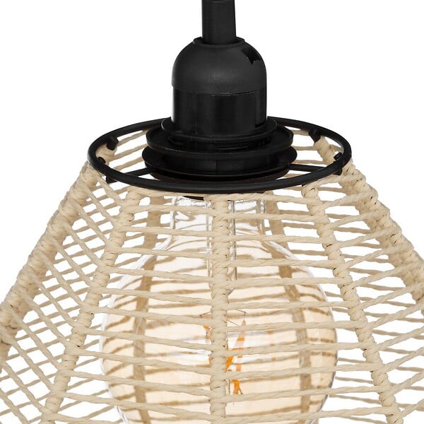 ATMOSPHERA - Lampadaire en métal Noir et abat-jour corde H 149.5 cm - large