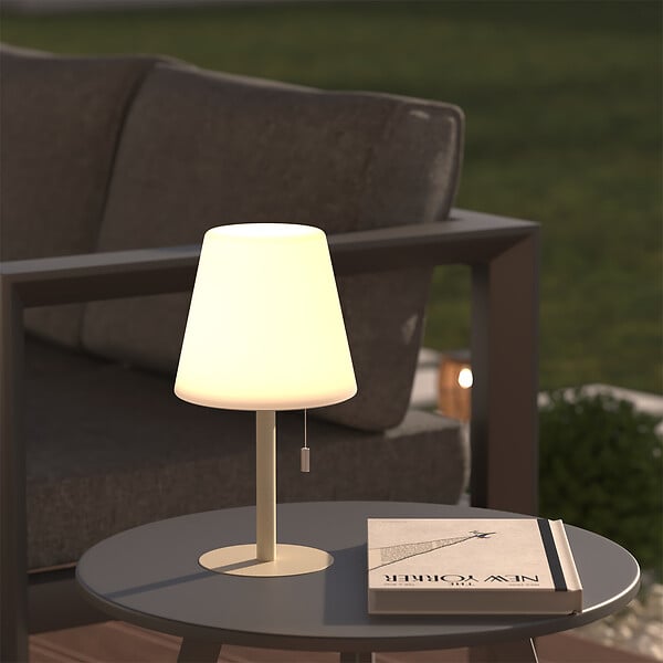 ATMOSPHERA - Lampe d'extérieur LED rechargeable USB base acier Beige D 16 x H 30 cm - large