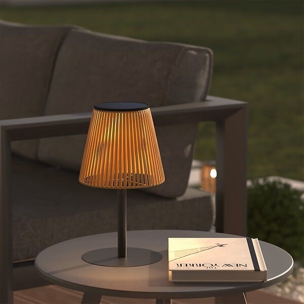 ATMOSPHERA - Lampe d'extérieur LED rechargeable USB ou Solaire base acier Noir D 16 x H 30 cm - large