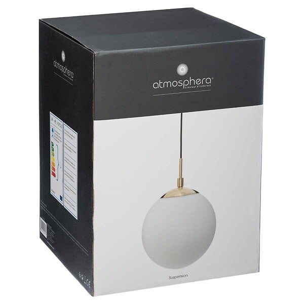 ATMOSPHERA - Luminaire Suspension Boule en Verre Blanc D 20 cm - large