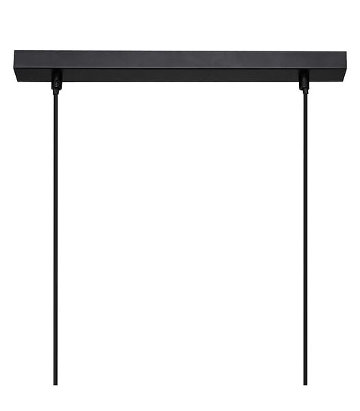 ATMOSPHERA - Luminaire Suspension 5 Lampes en Métal Noir et Bois de Pin L 60 cm - large