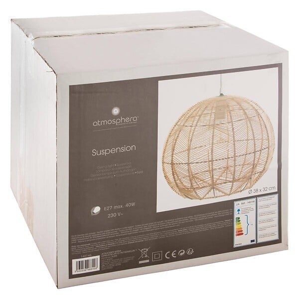 ATMOSPHERA - Luminaire Suspension en Rotin naturel D 38 cm - large