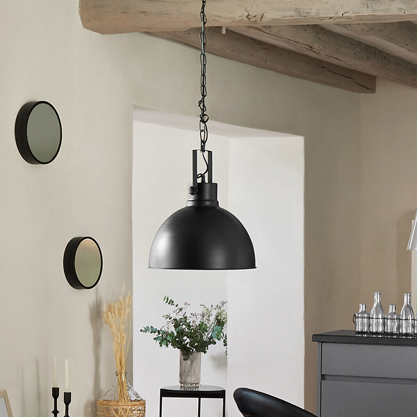 ATMOSPHERA - Luminaire Suspension Dôme en Métal Noir D 30 cm - large