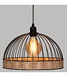 ATMOSPHERA - Luminaire Suspension en Métal Filaire Noir et Rotin D 35 cm - vignette