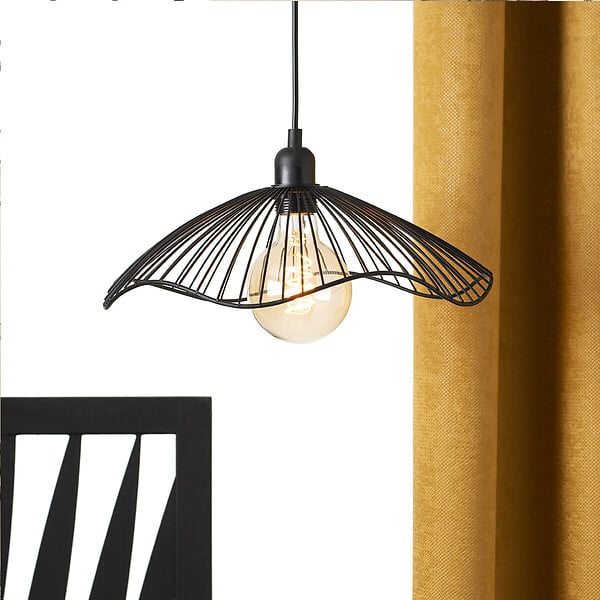ATMOSPHERA - Luminaire Suspension en Métal filaire Noir D 34 cm - large