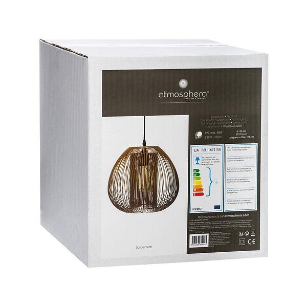 ATMOSPHERA - Luminaire Suspension en Métal filaire Cuivre D 28 cm - large