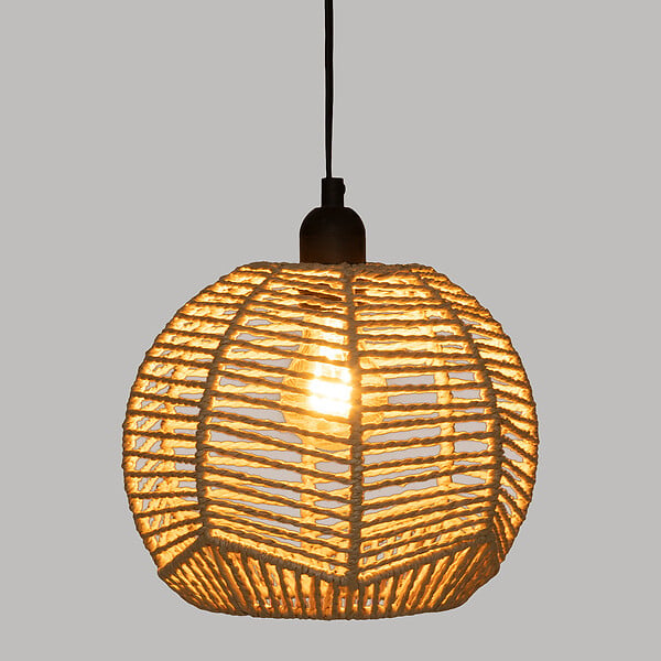 ATMOSPHERA - Luminaire Suspension en métal et corde Beige D 24 cm - large