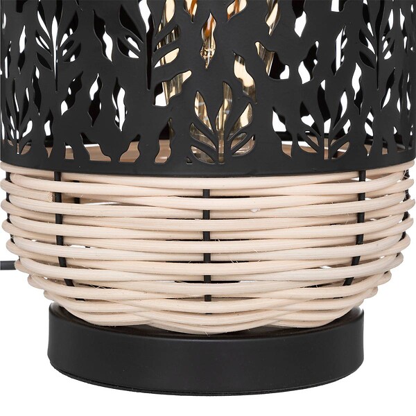 ATMOSPHERA - Lampe à poser en Rotin et métal Noir H 30 cm - large