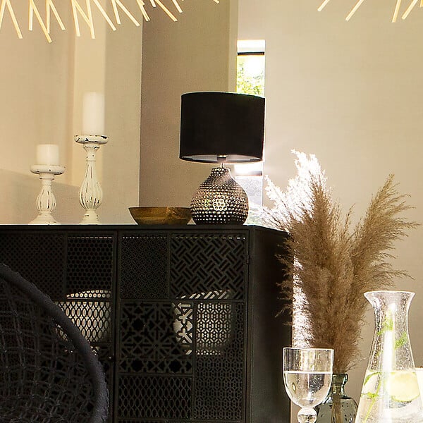 ATMOSPHERA - Lampe à poser en céramique martelée H 38 cm - large