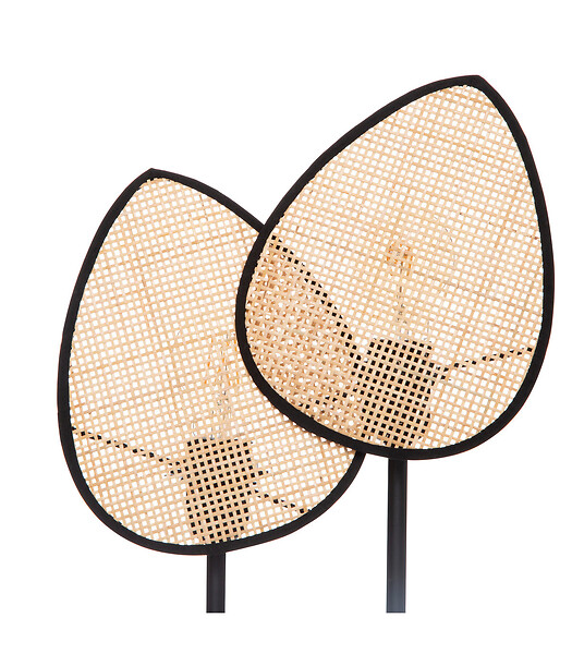 ATMOSPHERA - Lampe à poser en Cannage de Rotin et métal Noir H 44 cm - large