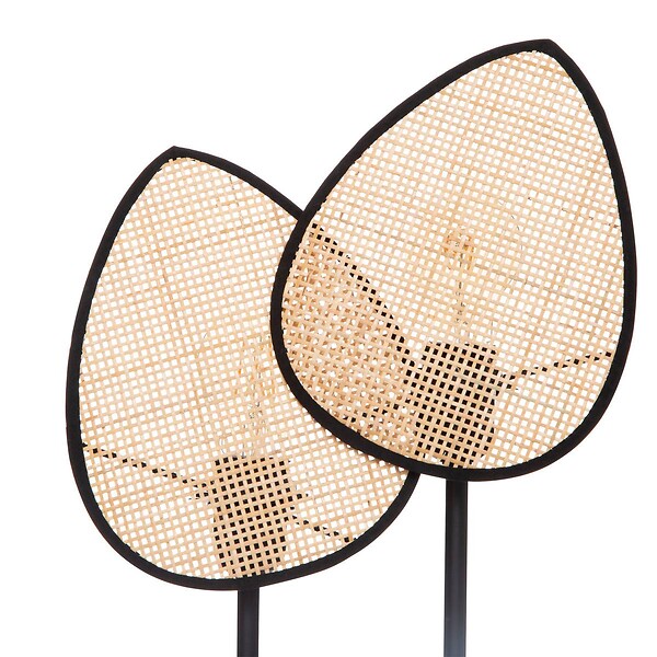 ATMOSPHERA - Lampe à poser en Cannage de Rotin et métal Noir H 44 cm - large