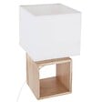 ATMOSPHERA - Lampe à poser en Bois et Abat-jour carré H 32 cm - vignette