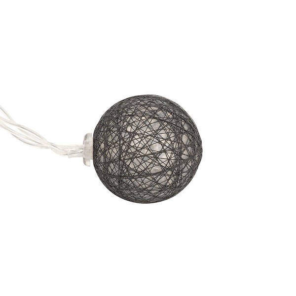 ATMOSPHERA - Guirlande décorative à piles 16 LED Boules en Coton D 3,5 x L 255 cm - Gris et Bleu - large