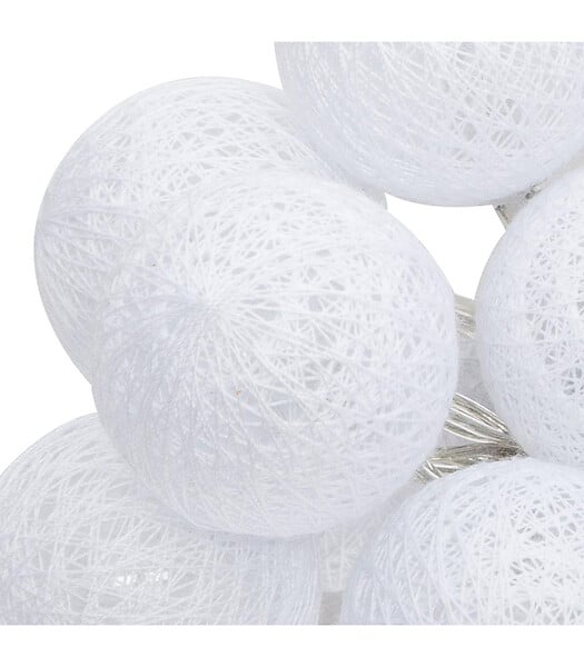 ATMOSPHERA - Guirlande décorative lumineuse 20 LED Boules en Coton Blanc D 6 x L 435 cm - large