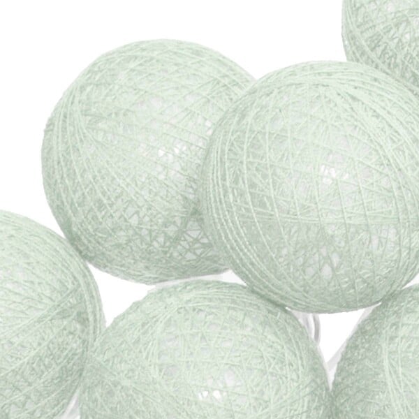 ATMOSPHERA - Guirlande décorative à piles 10 LED Boules en Coton Vert D 6 x L 165 cm - large