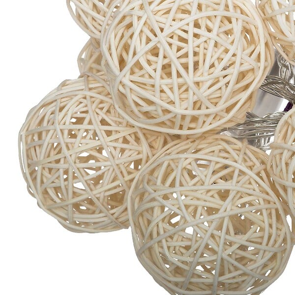 ATMOSPHERA - Guirlande décorative à piles 10 LED Boules en Rotin D 6 x L 162 cm - large