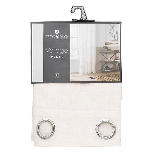 ATMOSPHERA - Voilage à œillets Beige aspect Lin 140 x 240 cm - large
