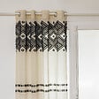 ATMOSPHERA - Voilage à œillets Beige Lin motif Noir 140 x 240 cm - vignette