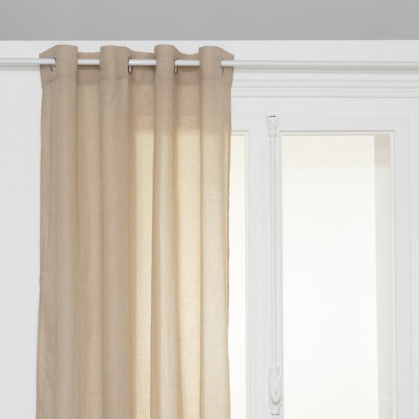 ATMOSPHERA - Voilage à œillets en polyester et coton Beige lin 135 x 240 cm - large