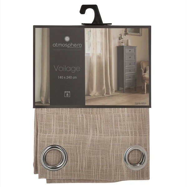 ATMOSPHERA - Voilage à œillets Beige Lin aspect satiné 140 x 240 cm - large