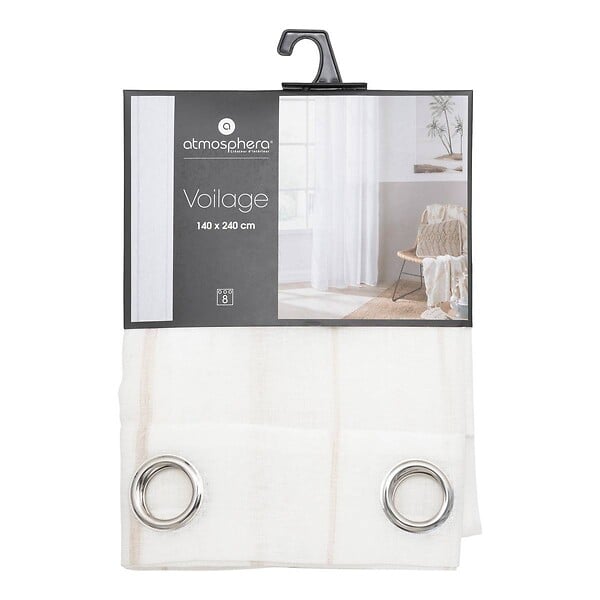 ATMOSPHERA - Voilage à œillets Blanc avec de fines rayures Beige Lin 140 x 240 cm - large
