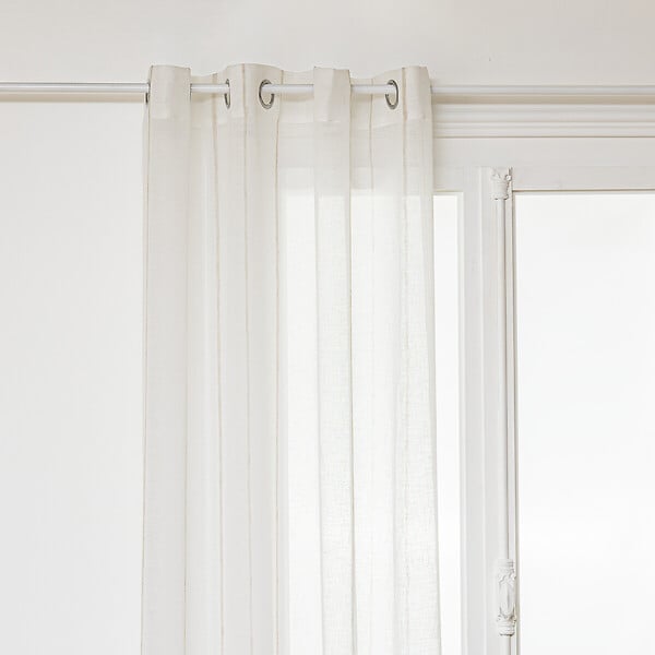 ATMOSPHERA - Voilage à œillets Blanc avec de fines rayures Beige Lin 140 x 240 cm - large