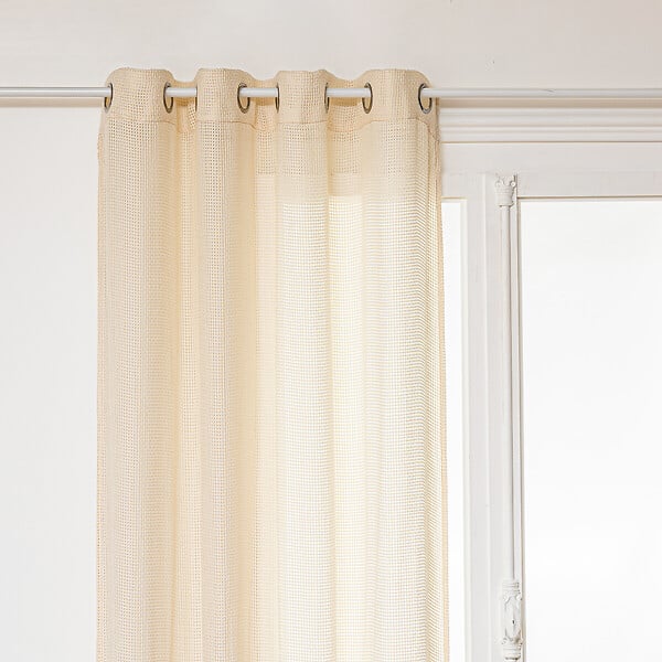ATMOSPHERA - Voilage à œillets Beige motif Maille 135 x 240 cm - large