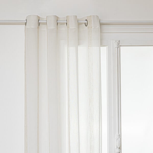 ATMOSPHERA - Voilage à œillets Blanc avec de larges rayures Beige Lin 140 x 240 cm - large