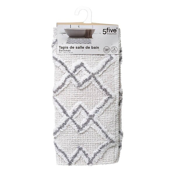 5 FIVE SIMPLY SMART - Tapis de salle de Bain en Coton déco Ethnique Gris 50 x 75 cm - large