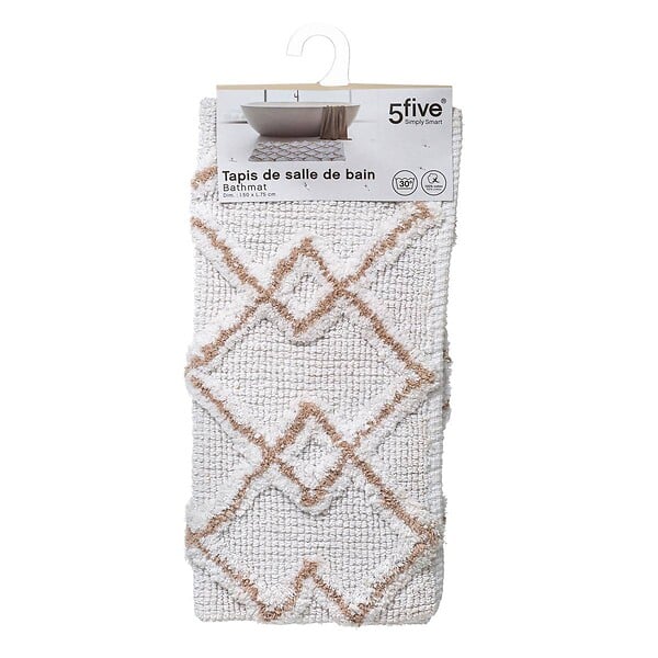 5 FIVE SIMPLY SMART - Tapis de salle de bain en Coton Taupe 50 x 75 cm - large