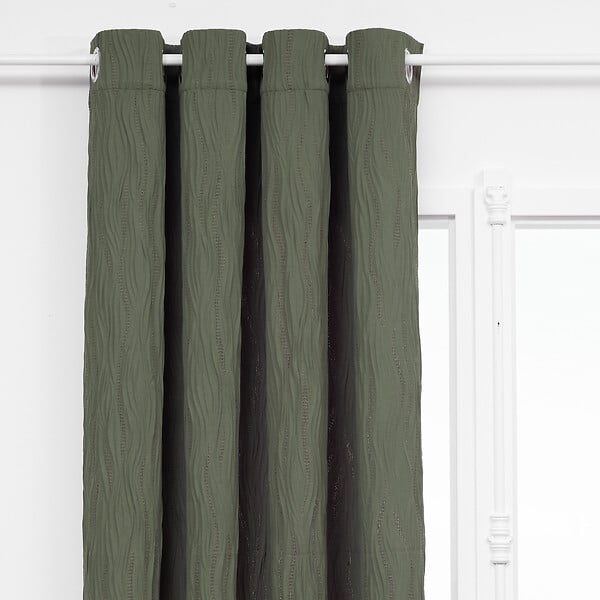ATMOSPHERA - Rideau à œillets tissu texturé effet froissé Vert Kaki 135 x 260 cm - large